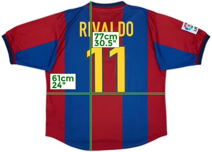 1998-00 Barcelona Home Shirt Rivaldo #11 - 8/10 - (XL)