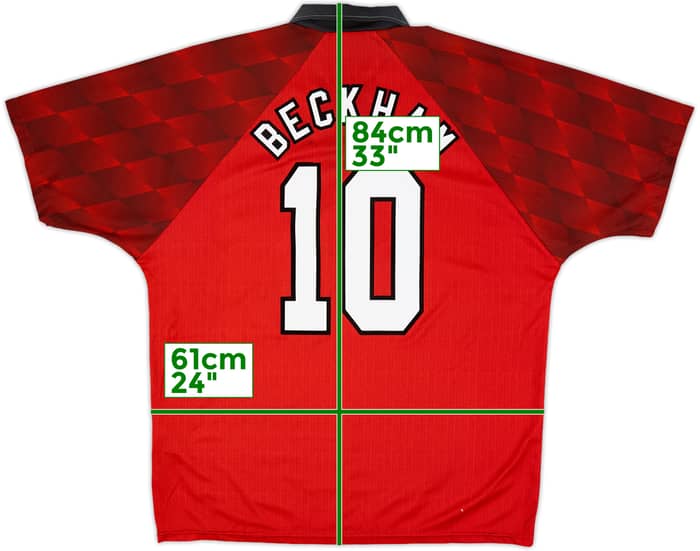 1996-98 Manchester United Home Shirt Beckham #10 - 7/10 - (XL)
