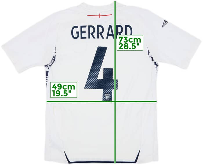2007-09 England Home Shirt Gerrard #4 - 5/10 - (M)