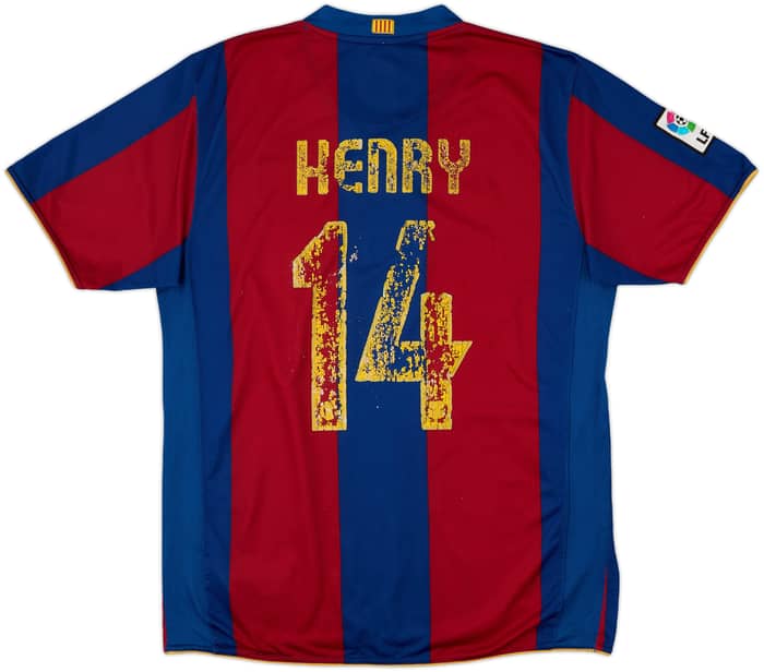 2007-08 Barcelona Home Shirt Henry #14 - 4/10 - (L)