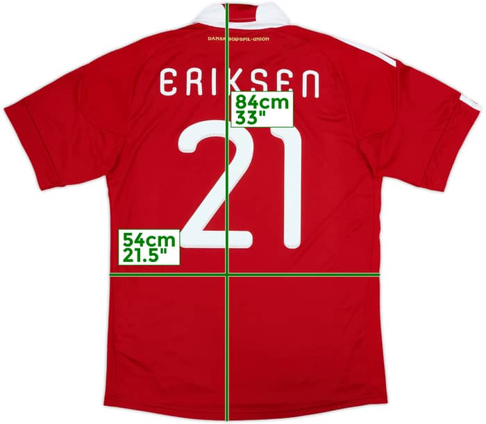 2010-11 Denmark Home Shirt Eriksen #21 - 8/10 - (M)