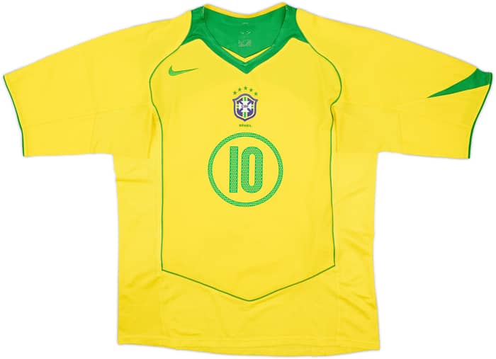 2004-06 Brazil Home Shirt Ronaldinho #10 - 8/10 - (L)