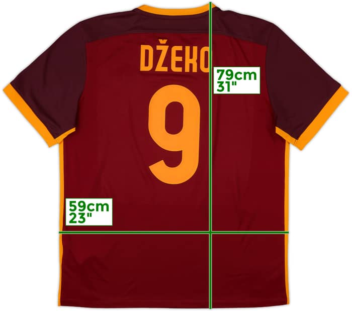 2015-16 Roma Home Shirt Dzeko #9 - 10/10 - (XL)