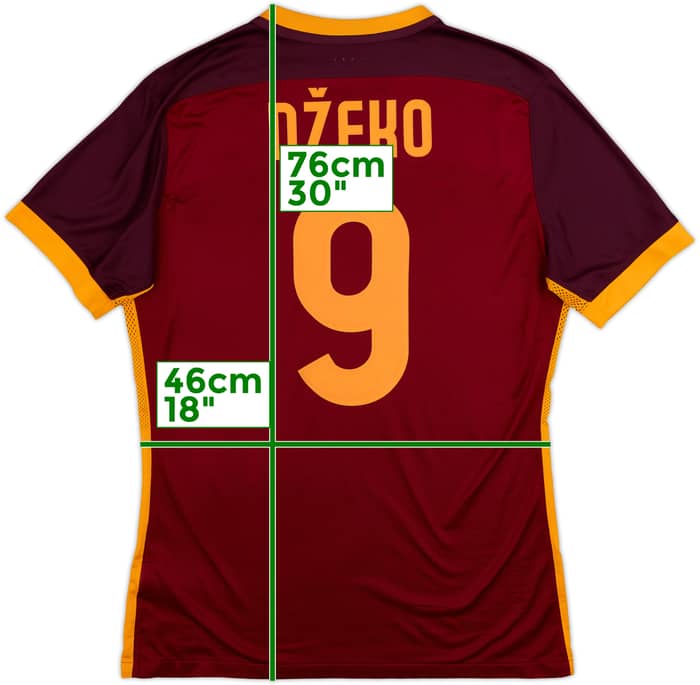 2015-16 Roma Authentic Home Shirt Dzeko #9 - 9/10 - (L)