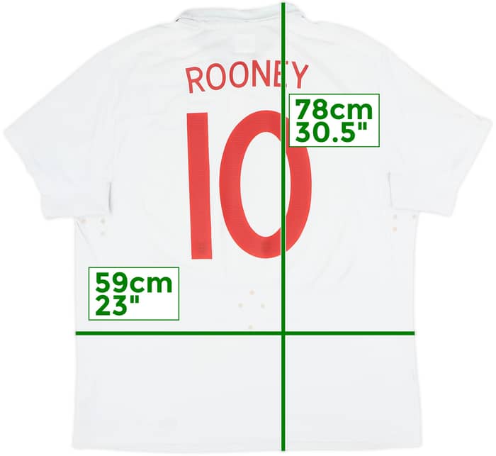 2009-10 England Home Shirt Rooney #10 - 8/10 - (XL)