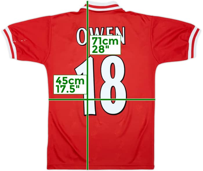 1996-98 Liverpool Home Shirt Owen #18 - 6/10 - (Y)