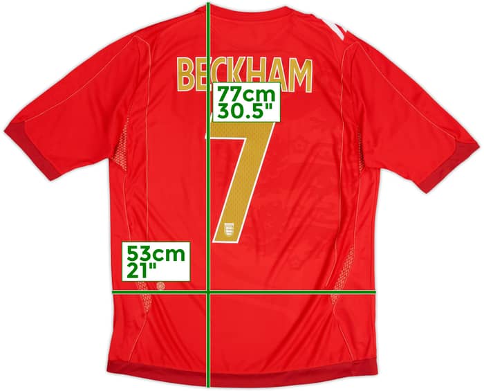 2006-08 England Away Shirt Beckham #7 - 5/10 - (L)