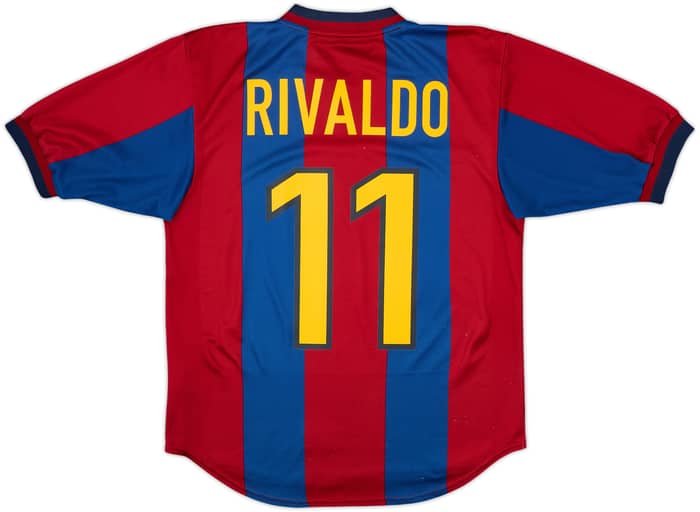 1998-00 Barcelona Home Shirt Rivaldo #11 - 8/10 - (XL.Boys)