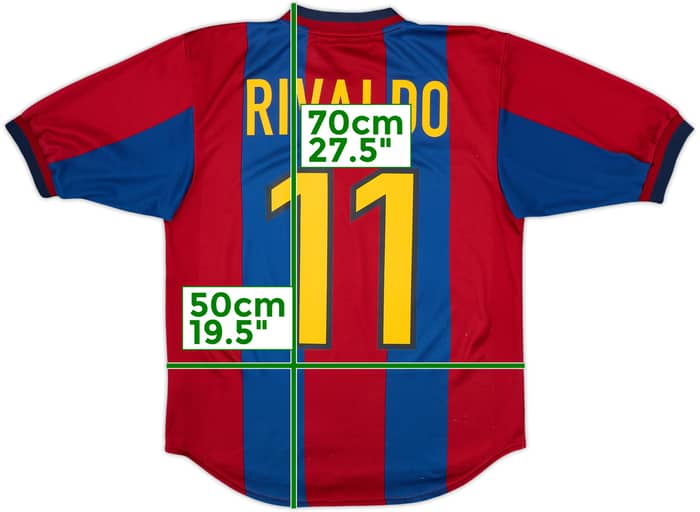 1998-00 Barcelona Home Shirt Rivaldo #11 - 8/10 - (XL.Boys)