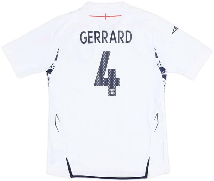 Camiseta de local de Inglaterra 2007-09 Gerrard #4 - 4/10 - (M.Niños)