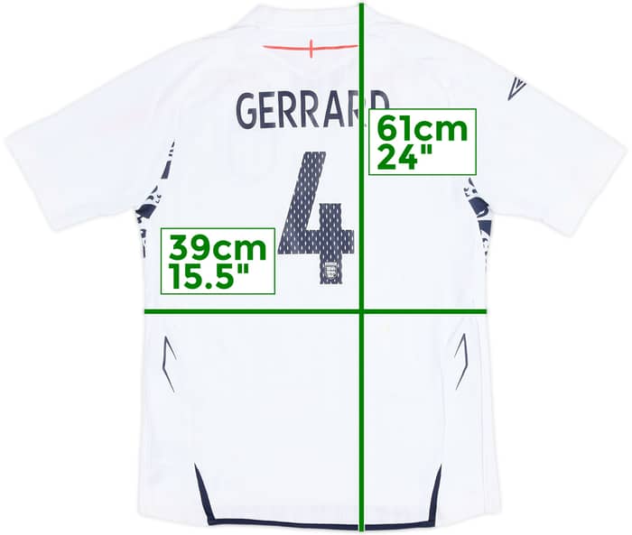 Camiseta de local de Inglaterra 2007-09 Gerrard #4 - 4/10 - (M.Niños)