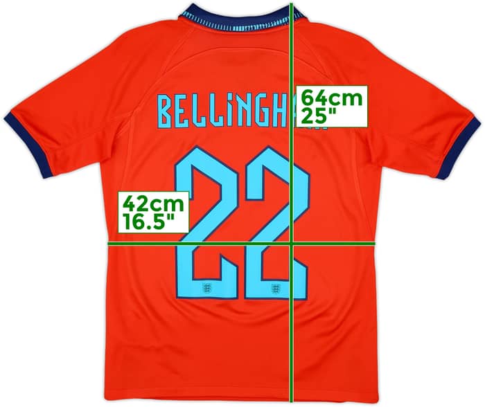 2022-23 England Away Shirt Bellingham #22 - 8/10 - (XL.Boys)