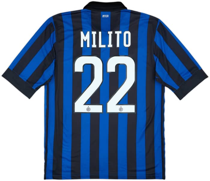 2011-12 Inter Milan Home Shirt Milito #22 - 9/10 - (M)
