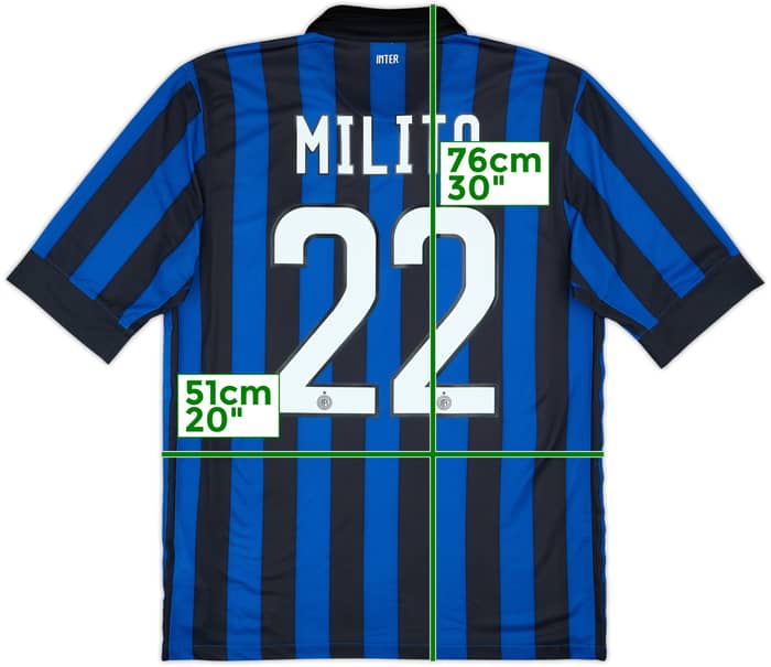 2011-12 Inter Milan Home Shirt Milito #22 - 9/10 - (M)