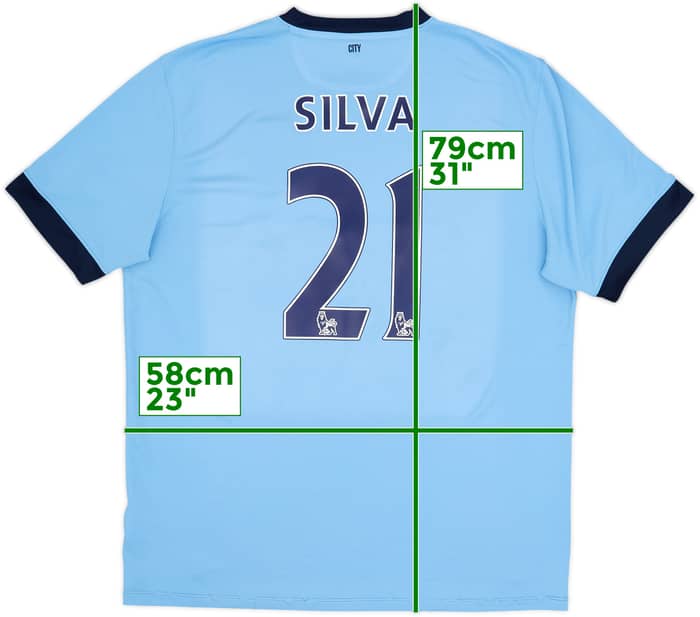 2014-15 Manchester City Home Shirt Silva #21 - 7/10 - (XXL)