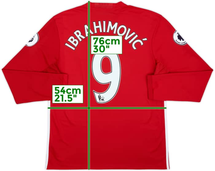 Camiseta de local de manga larga del Manchester United 2016-17 Ibrahimovic #9 - 10/10 - (L)