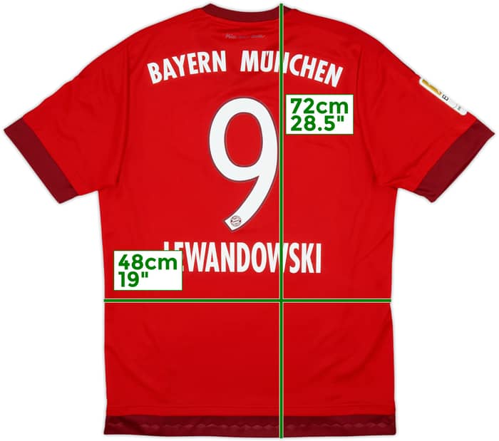 2015-16 Bayern Munich Home Shirt Lewandowski #9 - 8/10 - (M)