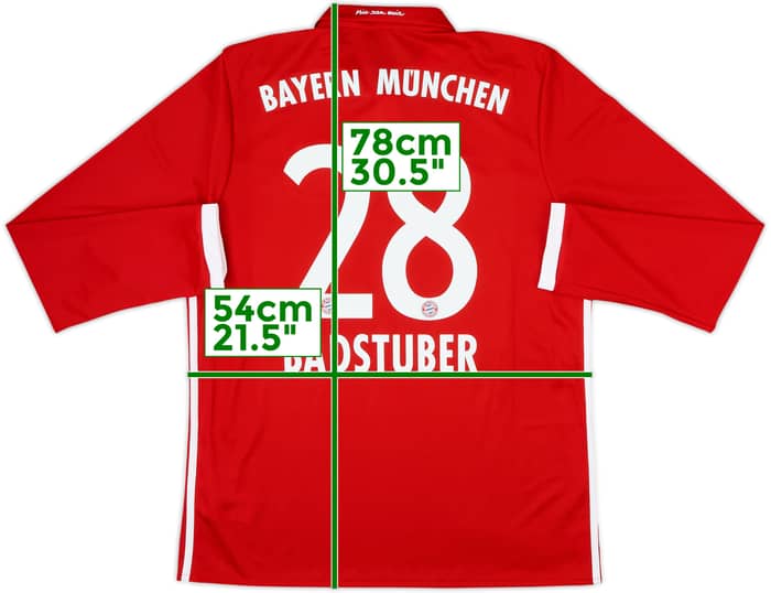 2016-17 Bayern Munich Home L/S Shirt Badstuber #28 - 9/10 - (L)