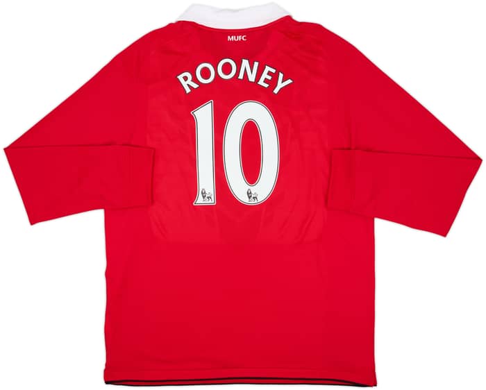2010-11 Manchester United Home L/S Shirt Rooney #10 - 9/10 - (XL)