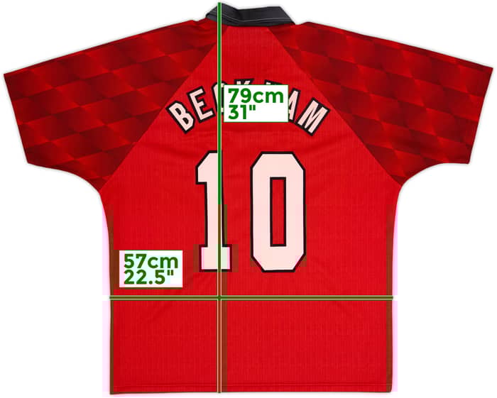 1996-98 Manchester United Home Shirt Beckham #10 - 6/10 - (L)