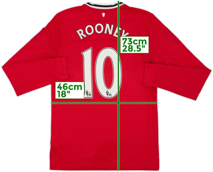 2011-12 Manchester United Home L/S Shirt Rooney #10 - 5/10 - (M)