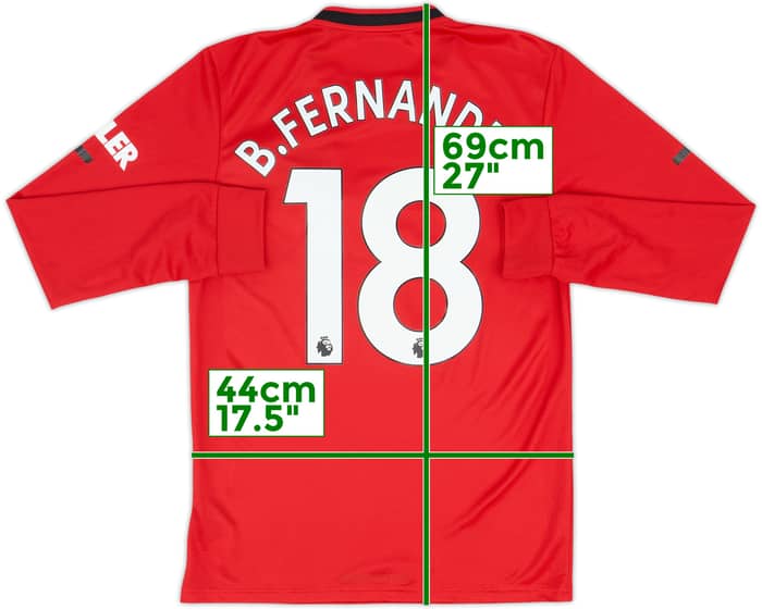 2019-20 Manchester United Home L/S Shirt B.Fernandes #18 - 8/10 - (S)