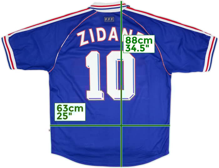 1998-00 Francia Camiseta de local Zidane #10 - 8/10 - (XL)