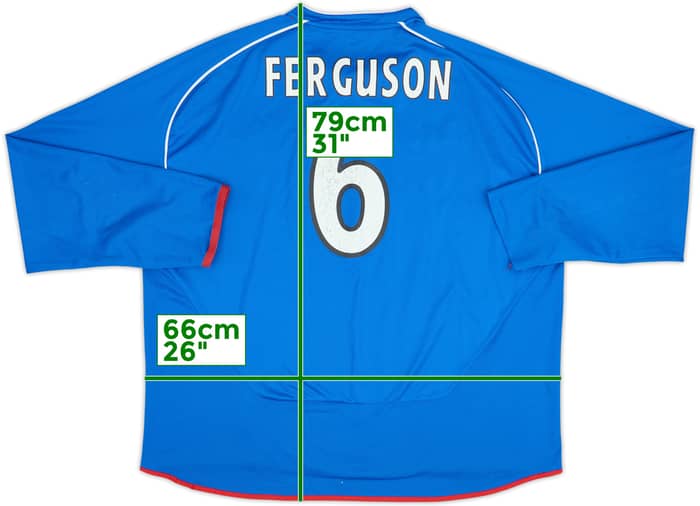 2005-06 Rangers Home L/S Shirt Ferguson #6 - 5/10 - (3XL)