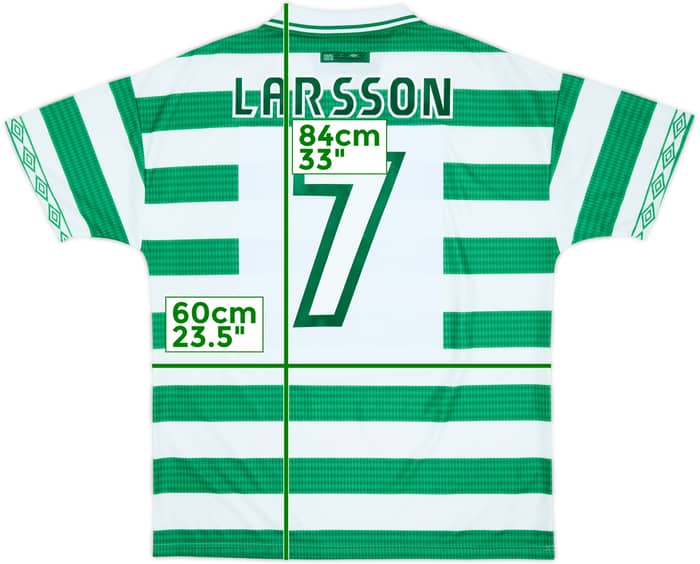 1997-99 Celtic Home Shirt Larsson #7 - 8/10 - (XL)