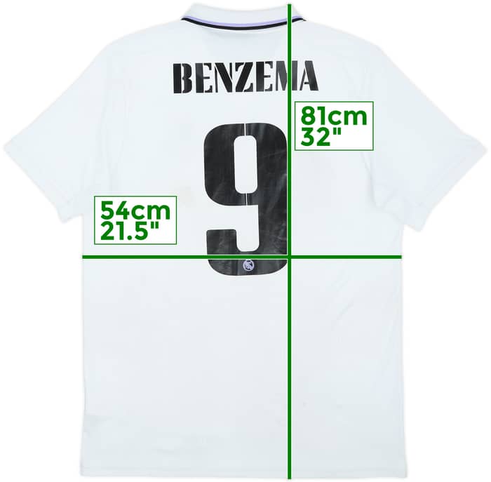 2022-23 Real Madrid Home Shirt Benzema #9 - 5/10 - (L)