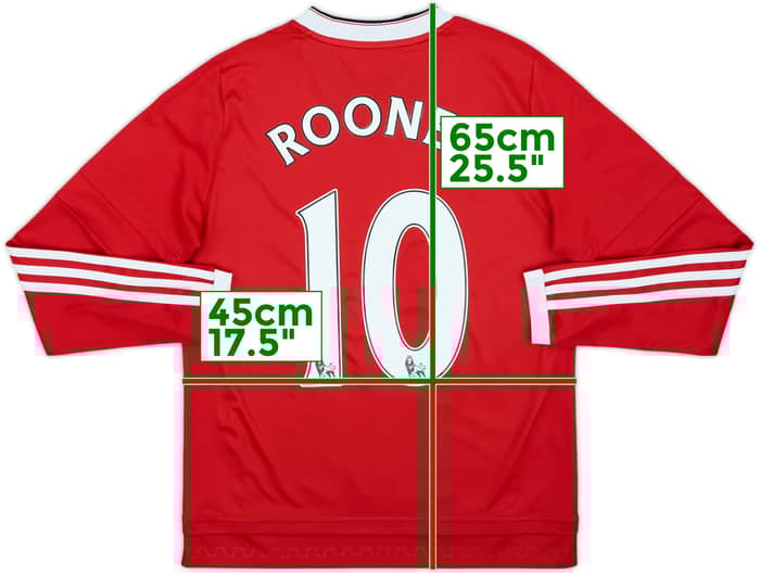 2015-16 Manchester United Home L/S Shirt Rooney #10 - 10/10 - (L.Boys)