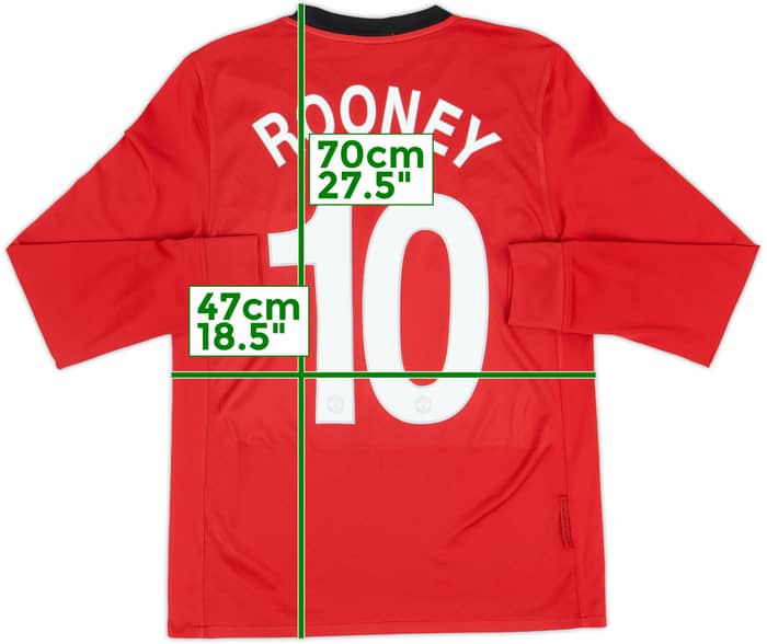2009-10 Manchester United Home L/S Shirt Rooney #10 - 7/10 - (S)