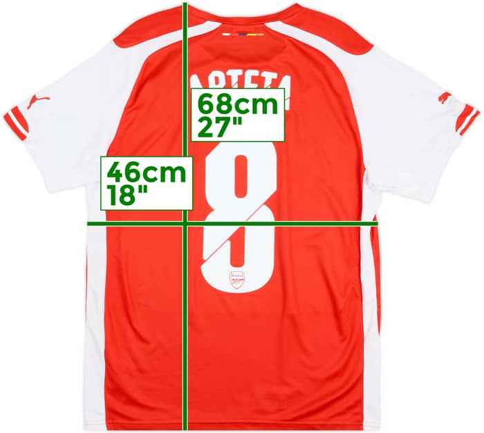 2014-15 Arsenal Home Shirt Arteta #8 - 8/10 - (M)