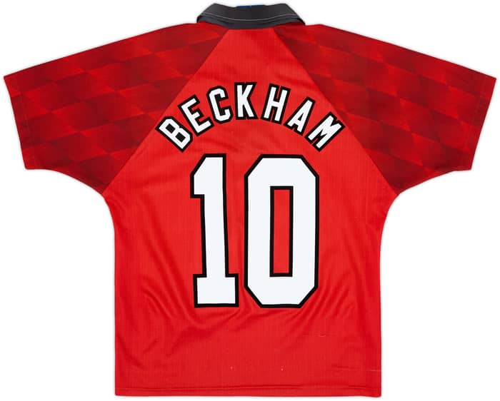 1996-98 Manchester United Home Shirt Beckham #10 - 8/10 - (Y)
