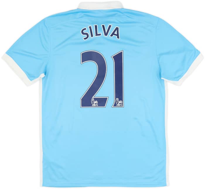 2015-16 Manchester City Home Shirt Silva #21 - 8/10 - (M)