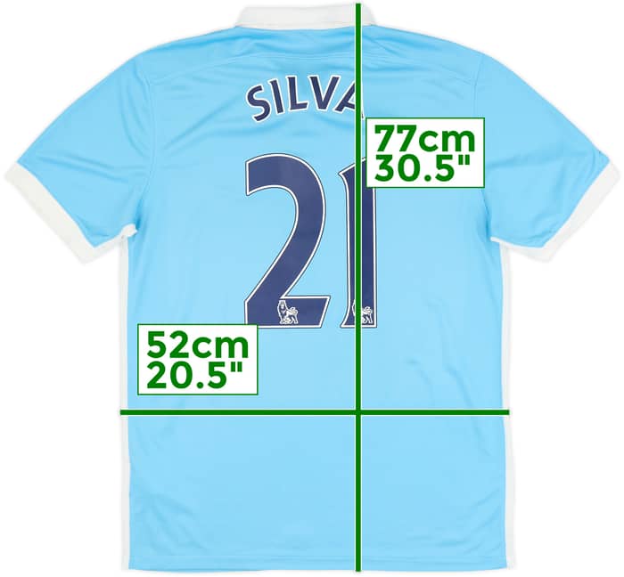 2015-16 Manchester City Home Shirt Silva #21 - 8/10 - (M)