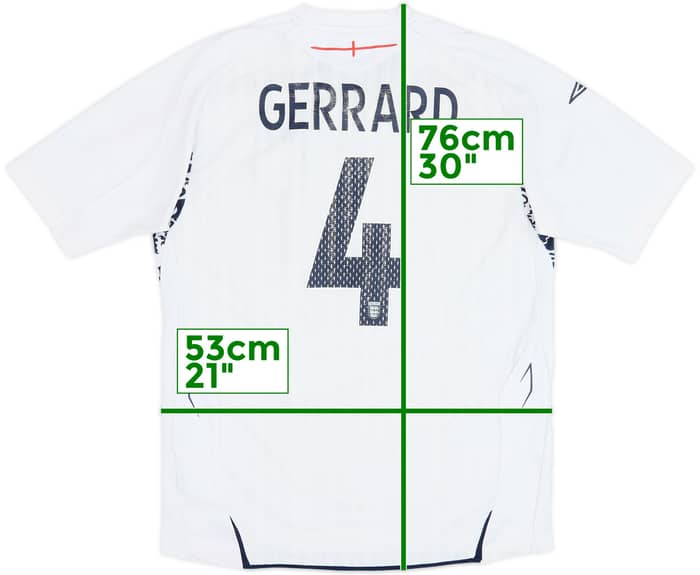 2007-09 England Home Shirt Gerrard #4 - 5/10 - (L)