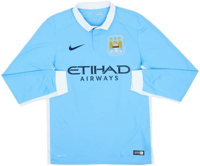 2015-16 Manchester City Home L/S Shirt Kun Aguero #10 - 9/10 - (S)