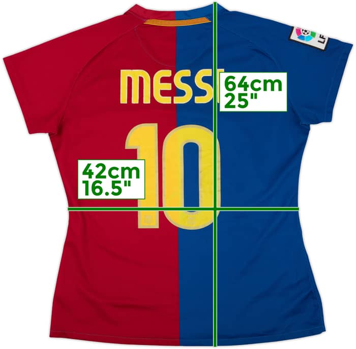 Camiseta de local del Barcelona 2008-09 Messi #10 - 6/10 - (Mujeres L)