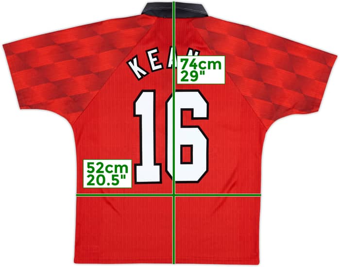 1996-98 Manchester United Home Shirt Keane #16 - 8/10 - (L)