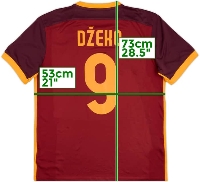 2015-16 Roma Home Shirt Dzeko #9 - 8/10 - (L)
