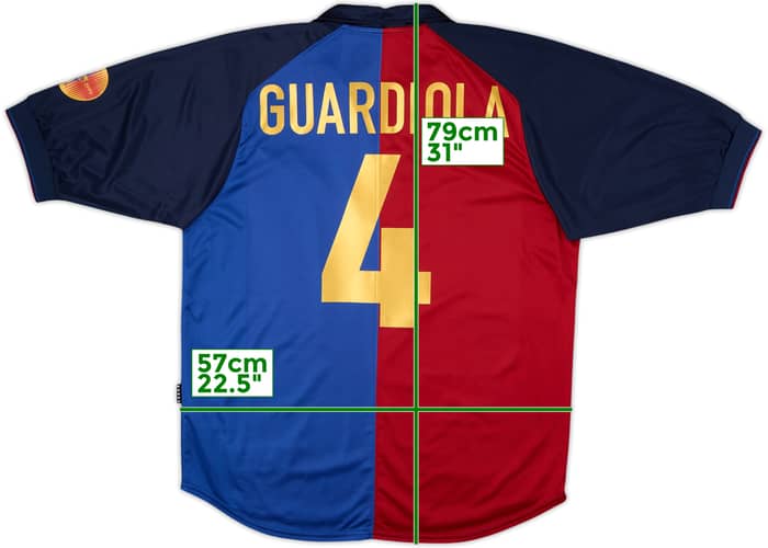 1999-00 Barcelona Centenary Home Shirt Guardiola #4 - 9/10 - (L)