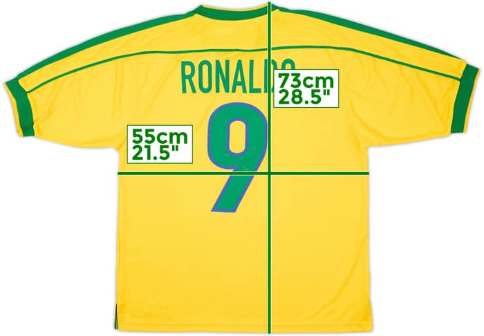 1998-00 Brazil Home Shirt Ronaldo #9 - 6/10 - (L)
