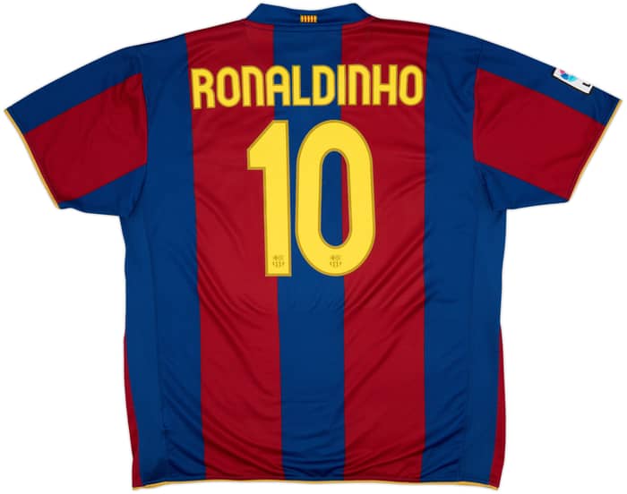 2007-08 Barcelona Home Shirt Ronaldinho #10 - 8/10 - (XXL)