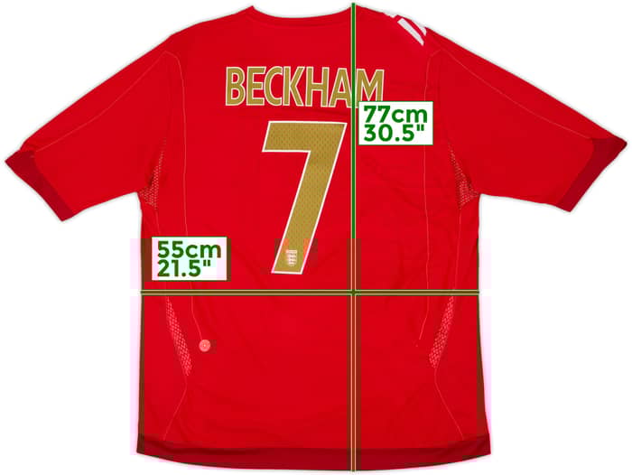 2006-08 England Away Shirt Beckham #7 - 5/10 - (XL)