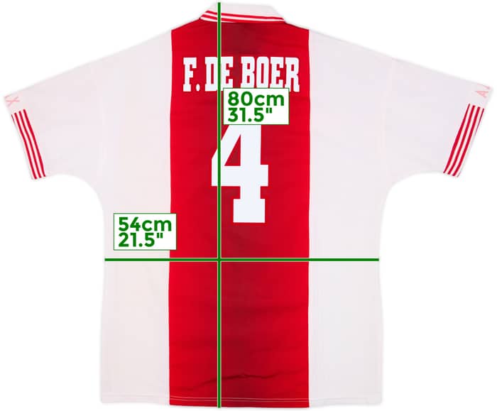 1997-98 Ajax Home Shirt F. De Boer #4 - 6/10 - (L)