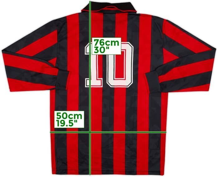 1994-95 AC Milan Home L/S Shirt #10 - 9/10 - (L)