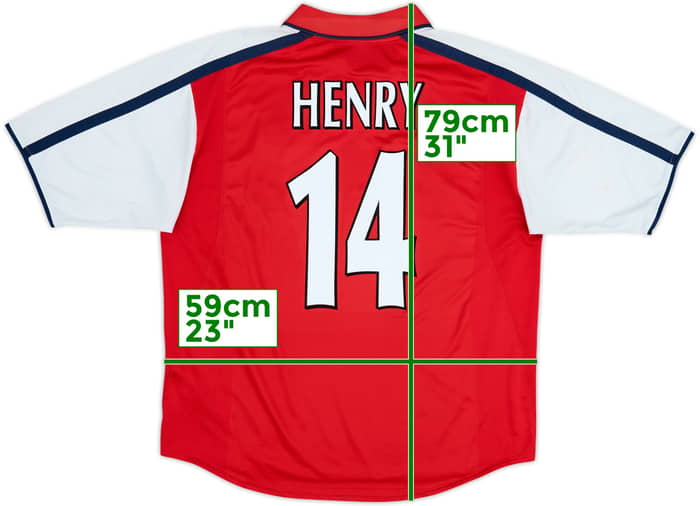 2000-02 Arsenal Home Shirt Henry #14 - 6/10 - (XL)
