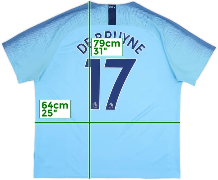 2018-19 Manchester City Home Shirt De Bruyne #17 - 8/10 - (XXL)