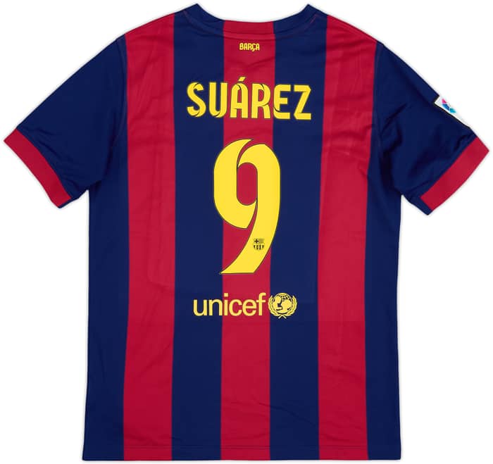 2014-15 Barcelona Home Shirt Suarez #9 - 9/10 - (XL.Boys)